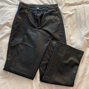 GARAGE FAUX LEATHER STRAIGHT LEG PANTS
